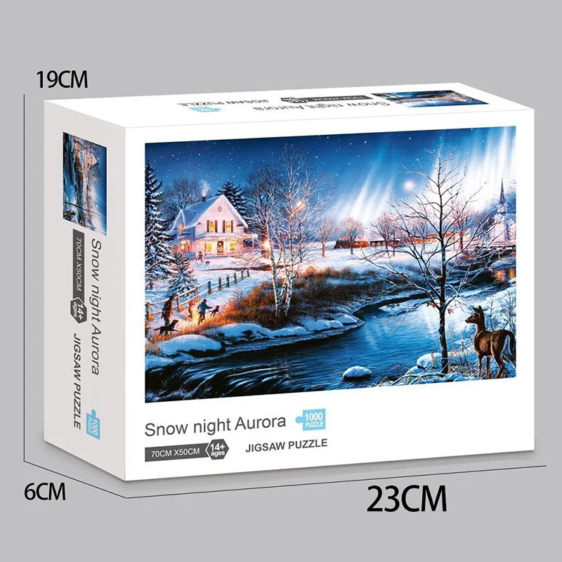 1000PCS Decompression Starry Sky Puzzle SNOW NIGHT AURORA PUZZLE ROUND jigsaw | Игрушки и хобби