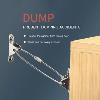 

Stainless Steel Anti-Tip Furniture Restrictor Safety Lock Adjustable Strap Wall Mounted Baby Proofing Secure Baby protection Kit