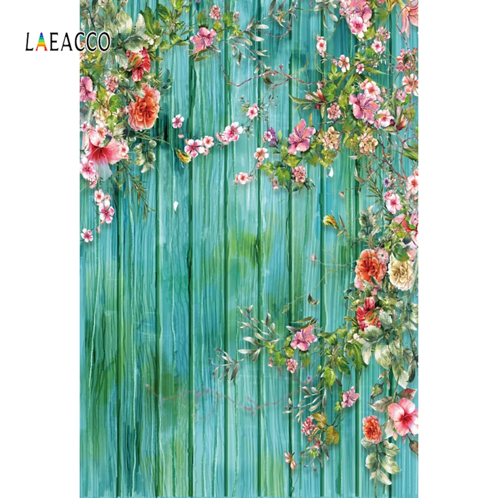 

Laeacco Wooden Board Flowers Grunge Decor Photocall Photography Backgrounds Custom Photographic Backdrops Props For Photo Studio