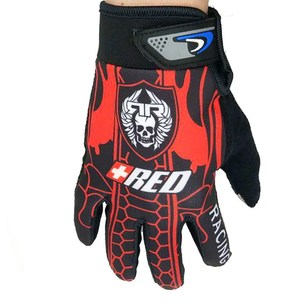 skull Red Volledige Vinger Handschoen Racing Motorhandschoenen Fiets MTB велосипед езда unieke открытый Противоскользящий comfortabel ademend - Цвет: skull Red