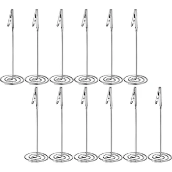 

12 Packs Table Number Card Holders with Alligator Clip Photo Memo Holder Clips for Wedding Party Favor (Silvery)