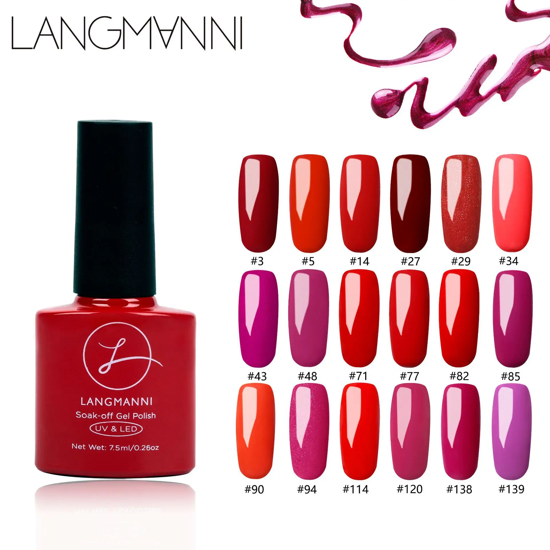 Soak Off Nail Gel Polish 7.5ML Hybrid Wine Red Series Art UV LED Varnishes Lacquer Long-Lasting | Красота и здоровье