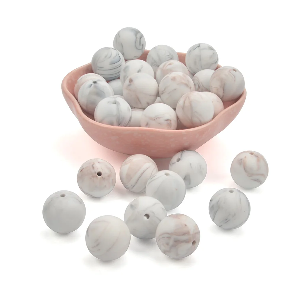 Brown marble LOFCA 12 мм, 200 шт./лот, бусины из пищевого силикона, Прорезыватель для зубов, круглые бусины, Детская жевательная для прорезывания зубов, Силиконовые Прорезыватели для самостоятельного изготовления - Цвет: Brown marble