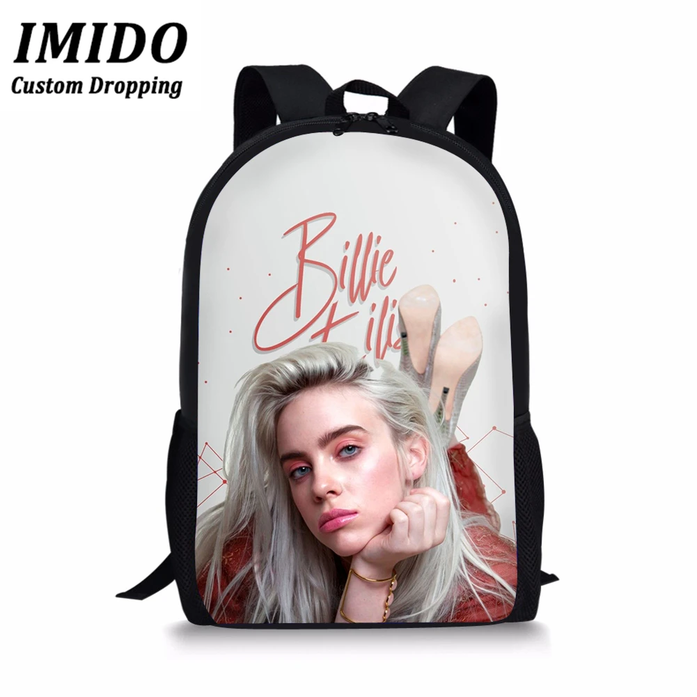 IMIDO 3 шт./компл. в стиле «хип-хоп» повседневные Рюкзаки Billie Eilish печати школьная Baags для подростков крутая модная одежда для девочек Повседневное Mochila Mujer - Color: 6457C