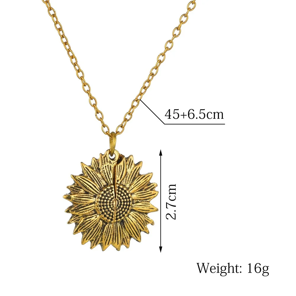 You Are My Sunshine Gold Silver Pendant Couple Necklace Charm New Fashion Women Sunflower Necklace Openable Carving party Gift