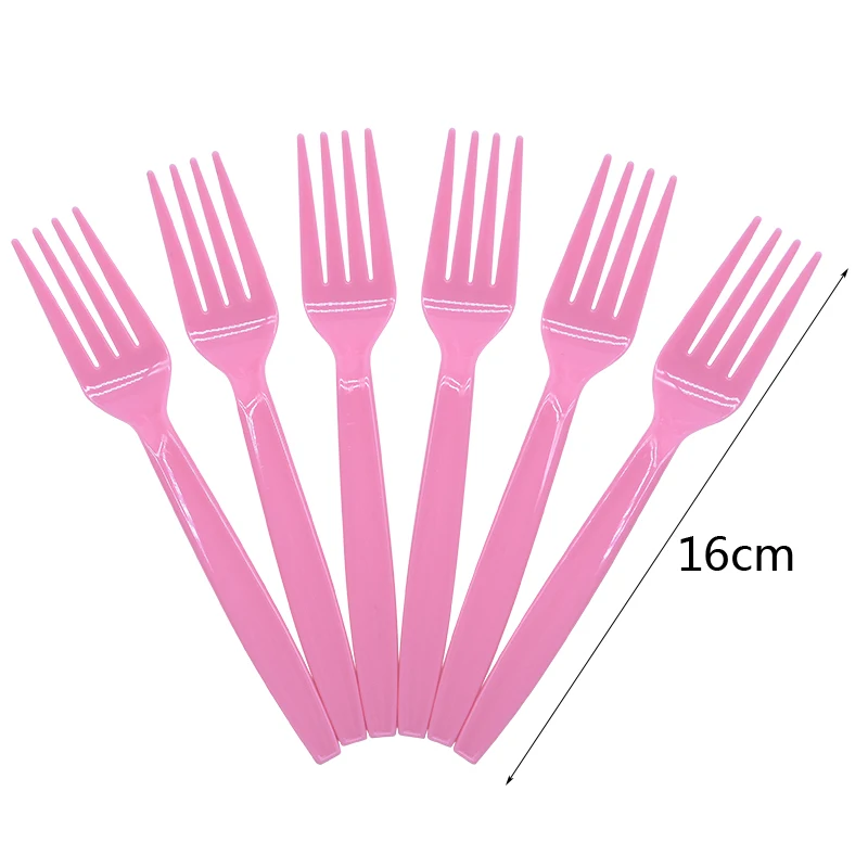 8pcs fork P Одноразовая посуда для маленьких мальчиков и девочек на 1-й день рождения, розовый и синий цвета, салфетка для чашек - Цвет: 8pcs fork P