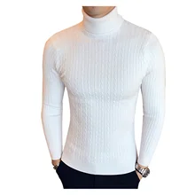 

NEW Xfh Winter High Neck Thick Warm Sweater Men Turtleneck Brand Mens Sweaters Slim Fit Pullover Men Knitwear Male Double collar