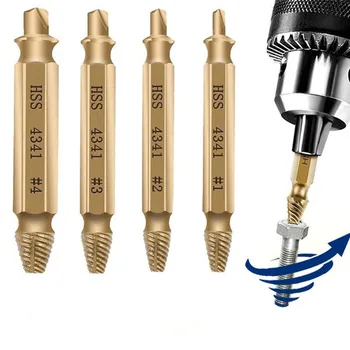 

4Pcs Broken Damaged Screw Extractor Drill Bit Guide Set Broken Bolt Fastener Remover Easy Out Carpentry Screw Extractor Set