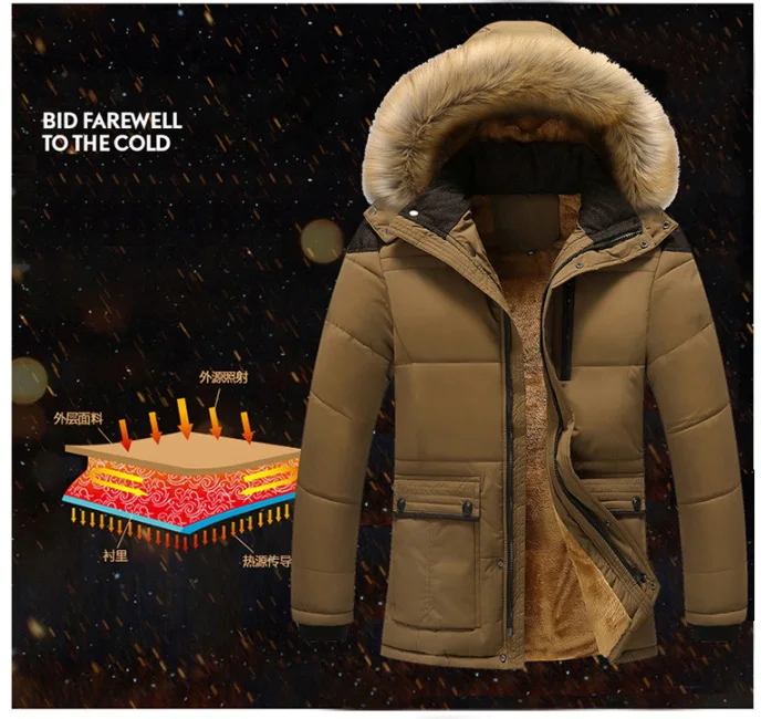 Brand Winter Jacket Men Parkas Mens Military Windbreaker Thick Warm Fur Hooded Snow Jacket Male Parka Coats Plus Size M- 7XL