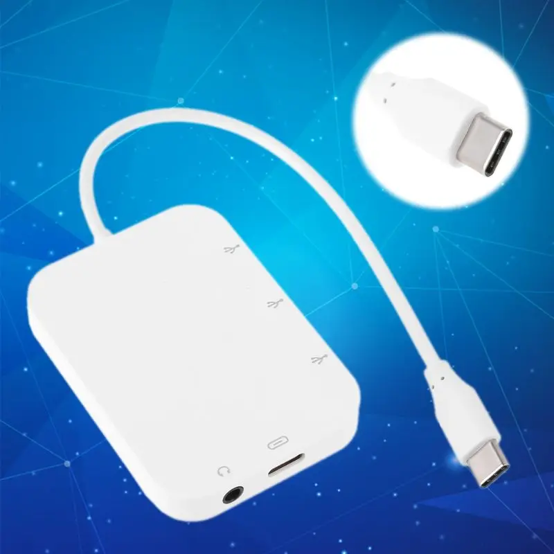 Type C до 3x USB 2,0 концентратор адаптер USB C PD зарядка 3,5 мм аудио разъем для ноутбука