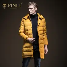 Бросился Sobretudo Pinli зимний Для мужчин однотонный Цвет Молодежные теплые отсегиваемый капюшон Средний длинный пуховик B194108804