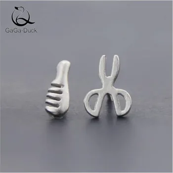 

New Fashion Jewelry Asymmetric 925 Sterling Silver Classic Personality Comb And Scissors Creative Exquisite Stud Earrings E91