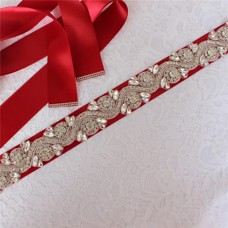 Wedding Dress Belt Thin Silver Rhinestone Crystal Belt Women's Dress