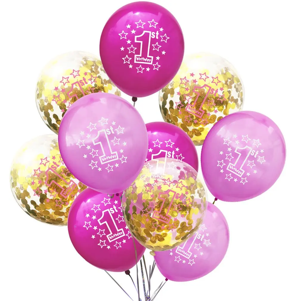 

10 Pcs/Set Baby Birthday Sequined Balloons Natural Latex Anniversary Party Holiday Birthday Venue Decoration