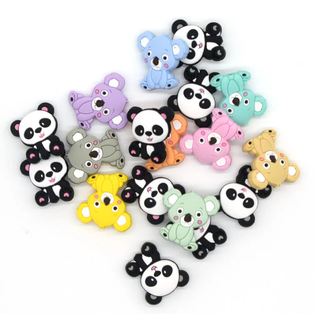 10 шт. силиконовые бусины Koala Panda Perle, прорезыватели для зубов в виде животных, прорезыватели для зубов, DIY Mordedor Siliconen коралловые бусины