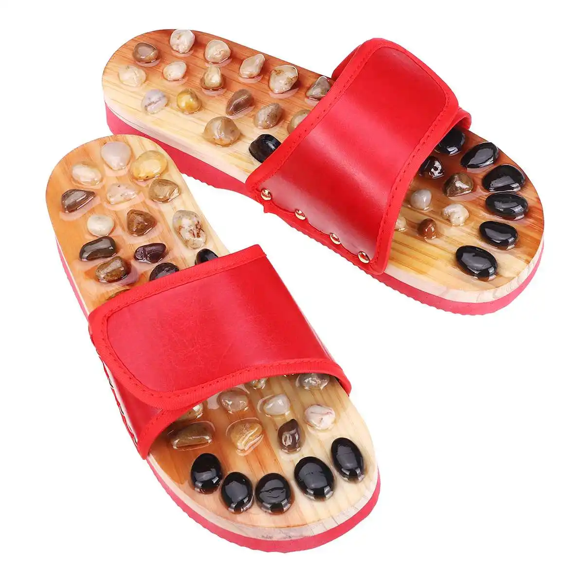 Red Foot Massage Non-slip Cobblestone Men&Women Massage Slippers Shoes Moxibustion - Цвет: Red