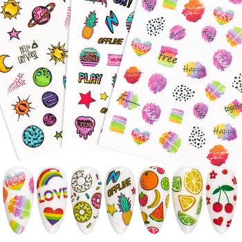

Summer Element Fruit Retro Cake Lace Water Transfer Nail Art Sticker Decal Slider Manicure Tool Tips Decal Colorful Charm Decor