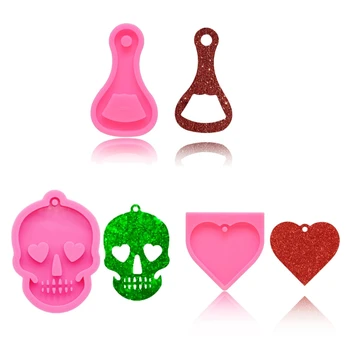 

Heart Skull Bottle Opener Shape Keychain Silicone Mold with Hole for DIY Pendant Resin Casting Mold Fondant Mould Crafts