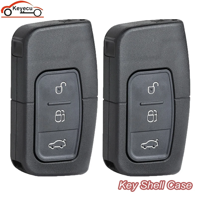 

KEYECU 2Pcs/lot Smart Remote Car Key Shell Case Fob 3 Button for Ford Focus Mondeo Galaxy S-Max C-Max