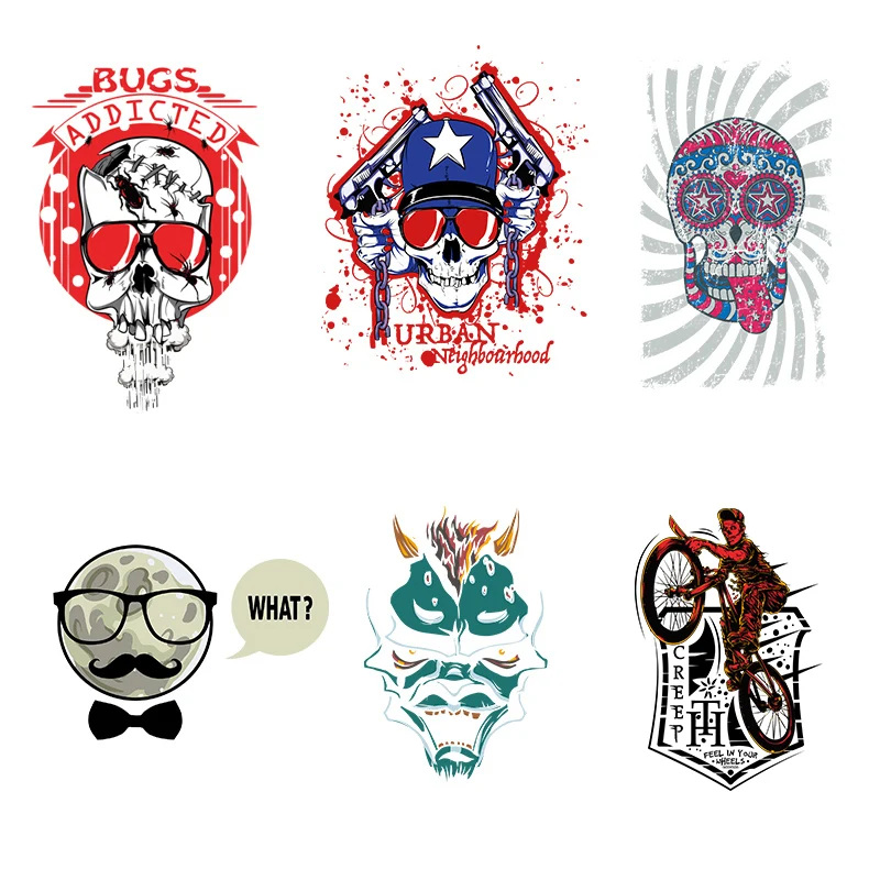 2021 orijinal yama kişilik Trend desen ısı transferi yama giyim DIY termal Transfer ütü bezi Sticker sıcak kafatası