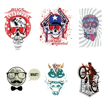 2021 orijinal yama kişilik Trend desen ısı transferi yama giyim DIY termal Transfer ütü bezi Sticker sıcak kafatası