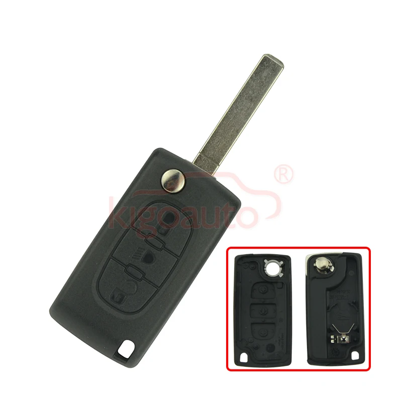 

Kigoauto Flip Key Shell Replacement CE0536 Model Remote Control Key Fob Case 3 Button VA2 For Citroen C3 C4 C5 C6 Picasso