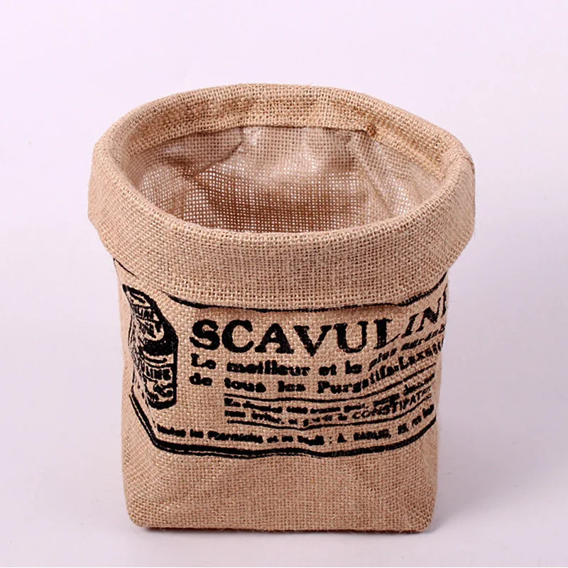 

Thick Zakka Jute Storage Bag Cotton Linen Storage Can Debris Small Desktop Storage Can Fabric Storage Pen Holder