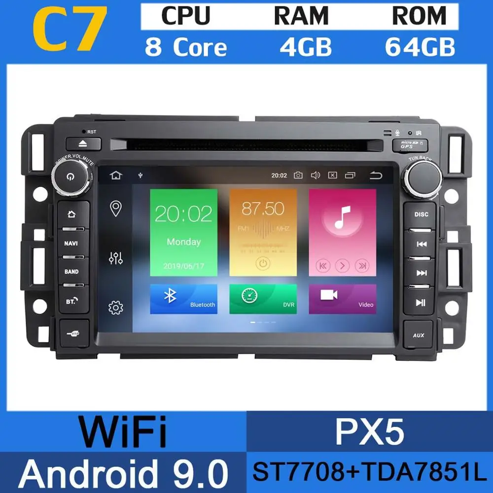 " PX6 4 Гб+ 64 ГБ Android 9,0 автомобильный DVD gps Радио для GMC Yukon Chevrolet Tahoe Equinox Savava Sierra Buick Enclave - Цвет: 8Core 4G RAM 64G GB