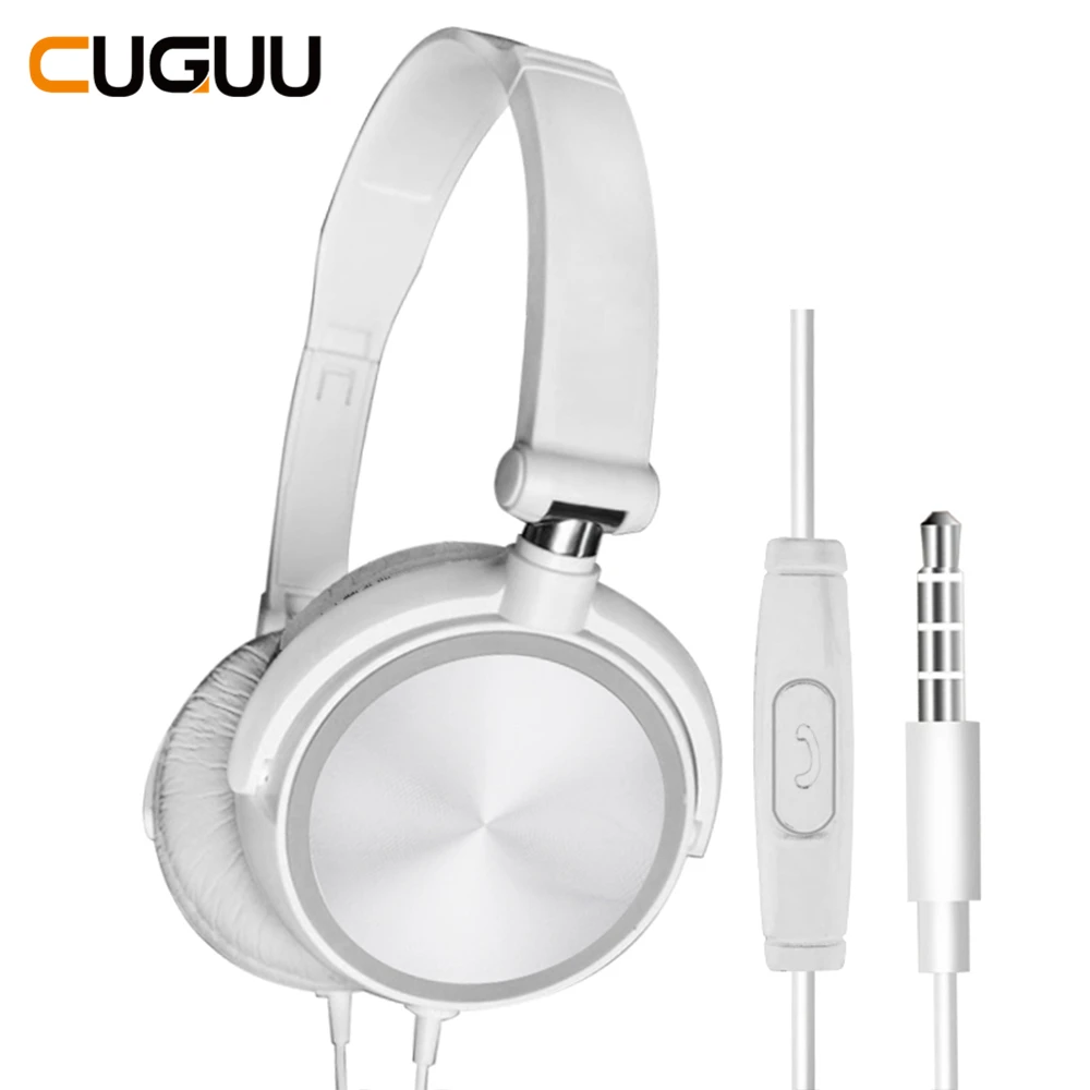 Белый Wired Headphones With Microphone Over Ear Gaming Headset Bass Deep Sound HiFi Music Stereo Headphone Handsfree For Xiaomi PC PS4 - Цвет: Белый