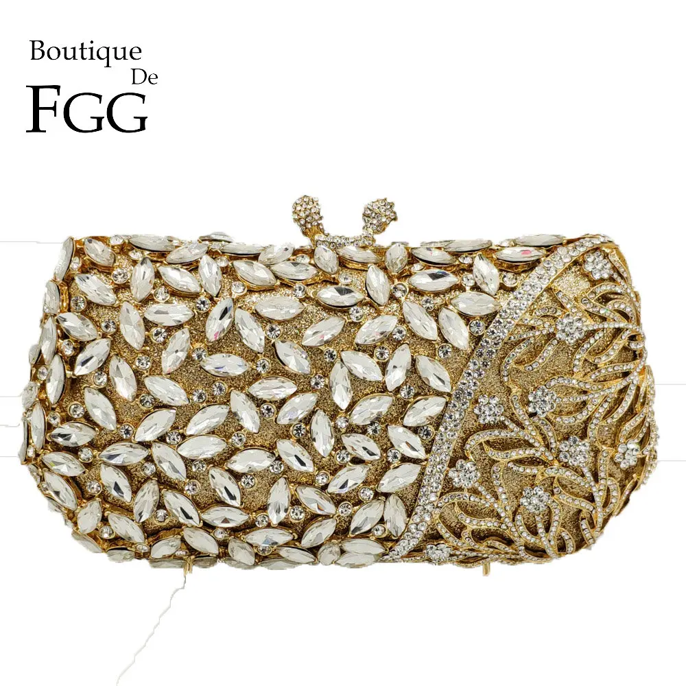 Женская вечерняя сумочка клатч Boutique De FGG элегантная Ажурная со стразами и