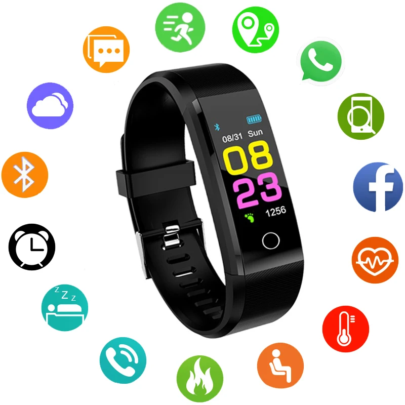 Смарт-часы для мужчин, умный Браслет, пульсометр, кровяное давление, фитнес-трекер, умные часы, спортивные часы для ios android+ коробка