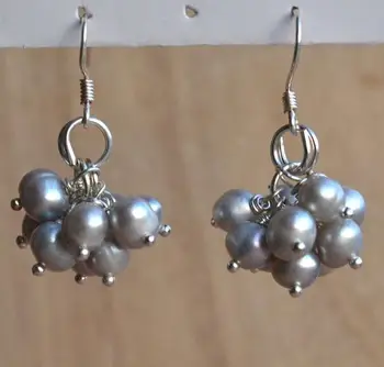 

Unique Pearls jewellery Store AAA 5-6mm Gray Natural Freshwater Pearl Silver Dangle Earrings Charming Women Jewelry