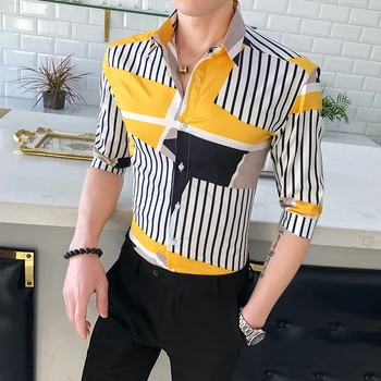 

British Style Summer Men Shirt Fashion 2020 Streetwear Men Striped Shirts Slim Fit Half Sleeve Casual Shirt Male Clothing 3XL-M