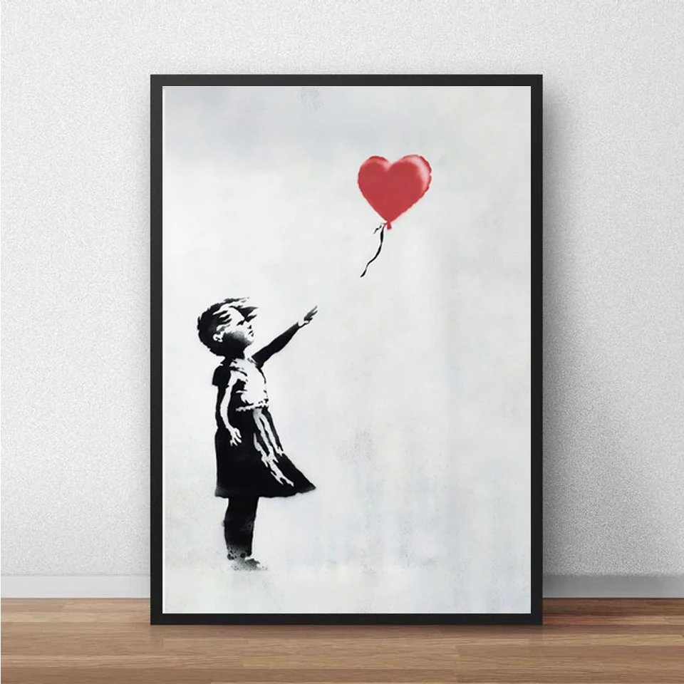 Peinture murale sur toile Banksy pour enfants, affiche de fille et