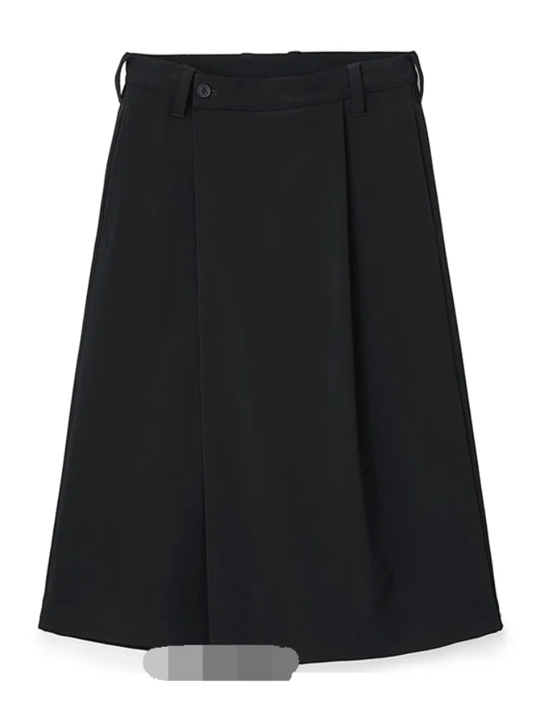 Men's Culottes Casual Pants Wide Leg Pants Early Fall New Black Loose Asymmetric Young Warrior Fashion Culottes