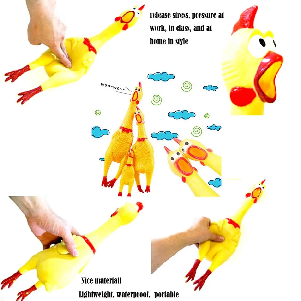Funny Design Non-Toxic Screaming Rubber Chicken Squeeze Toys Sound Toy Children Adult Stree Relief Shrilling Chicken Toys