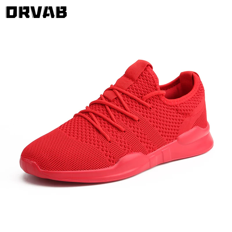 Men Sneakers Casual Summer Breathable Shoes Men Black White Red Light Comfortable Lace-Up Spring Autumn Male Footwear Trainers