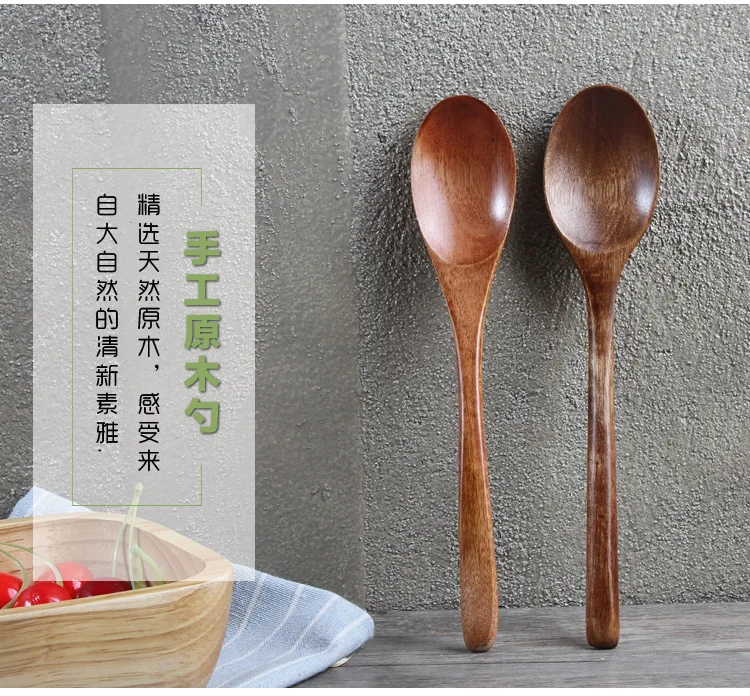 20 Cm Logs Spoon Environmentally Friendly Old Paint Edible Spoon Household Wood Spoon Practical Ladel Can Carve Writing Customiz