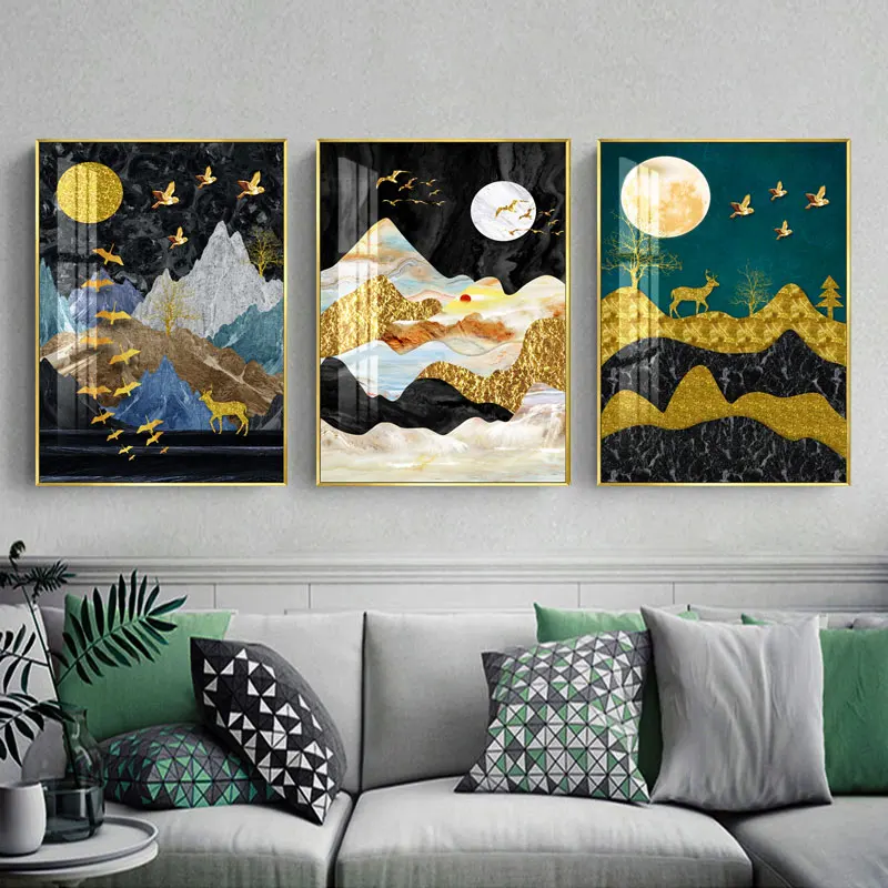 

Modern Abstract Landscape Picture Home Decor Nordic Canvas Painting Wall Art Mountain Sunrise Prints and Posters for Living Room