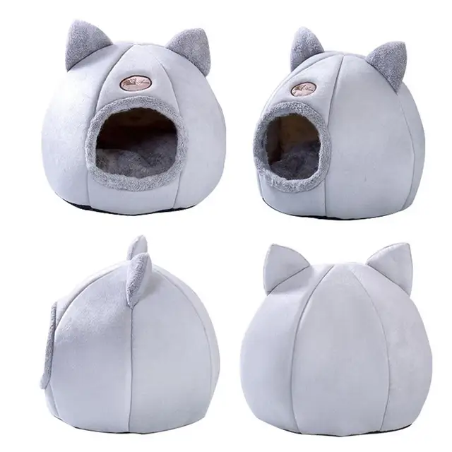 Removable Cat Bed Indoor Cat Dog House With Mattress Warm Pet Kennel Deep Sleeping Winter Kitten Kennel Puppy Cage Lounger 2
