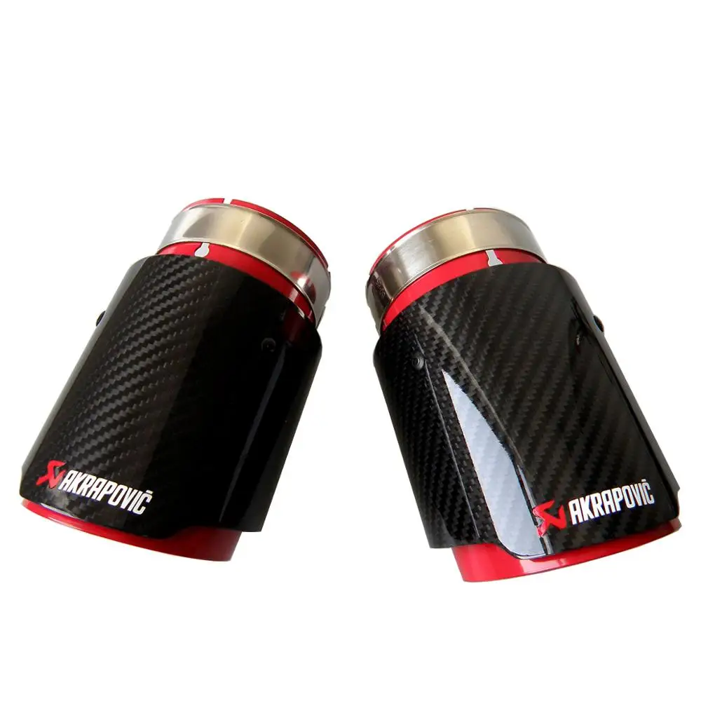 1 шт. Универсальный Akrapovic углеродное волокно с красным покрытием выхлопной трубы автомобиля задний наконечник углеродного волокна глушитель наконечник