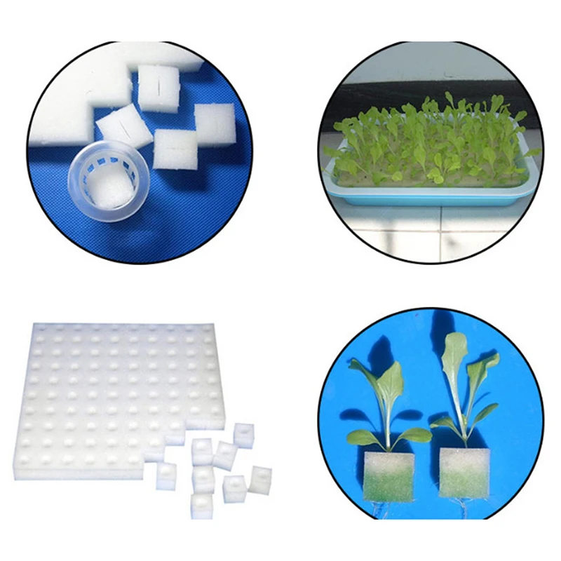100x White Soilless Hydroponic Sponge Nursery Plants Growth Cultivation System 