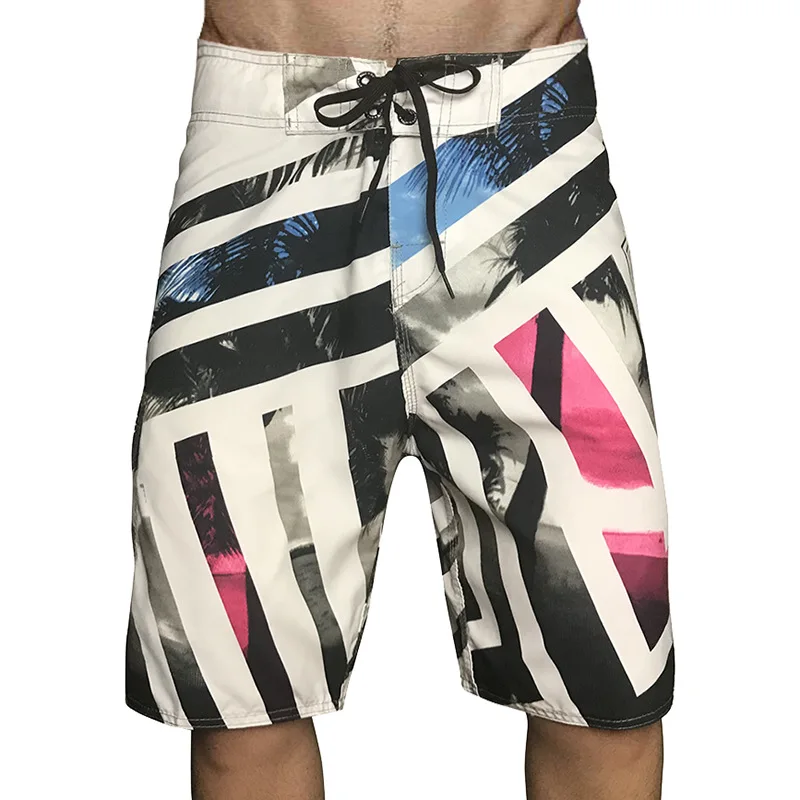 Twill Sea View Coconut Trees Quick-Dry Surfing Beach Shorts Fitness Men Vacation Short Shorts Swimware Print Beach Pants