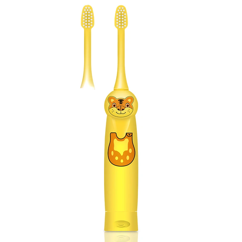 Yellow 2Heads Детская зубная щетка, звуковая электрическая зубная щетка, От 2 до 13 лет, здоровые белые зубы, сухой аккумулятор - Цвет: Yellow 2Heads