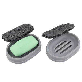 

2pcs Soap Holders with Soap Saver Pads Light Compact Effective Soap Dish Set Soap Boxes for Home Bathroom Kitchen
