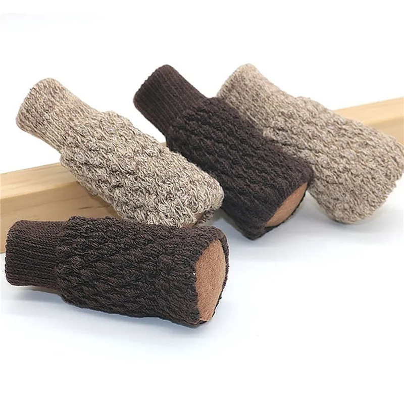 4PCS Knitted Chair Leg Socks Furniture Table Feet Leg Floor Protectors Covers Floor Protection Pads for Circumference 10-25cm