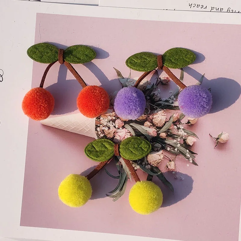 10Pcs/Bag 2Cm Cherry Cashmere Hair Ball Lace Pendant Hair Accessories DIY Wedding Party Sewing Handmade Hat Ball Decoration pom poms craft supplies