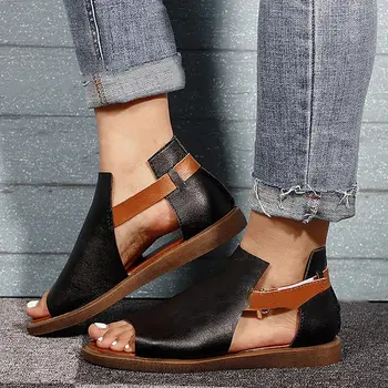 

Fashion summer sandals woman shoes 2020 new fish mouth pu leather casual shoes women slippers solid beach sandals women shoes