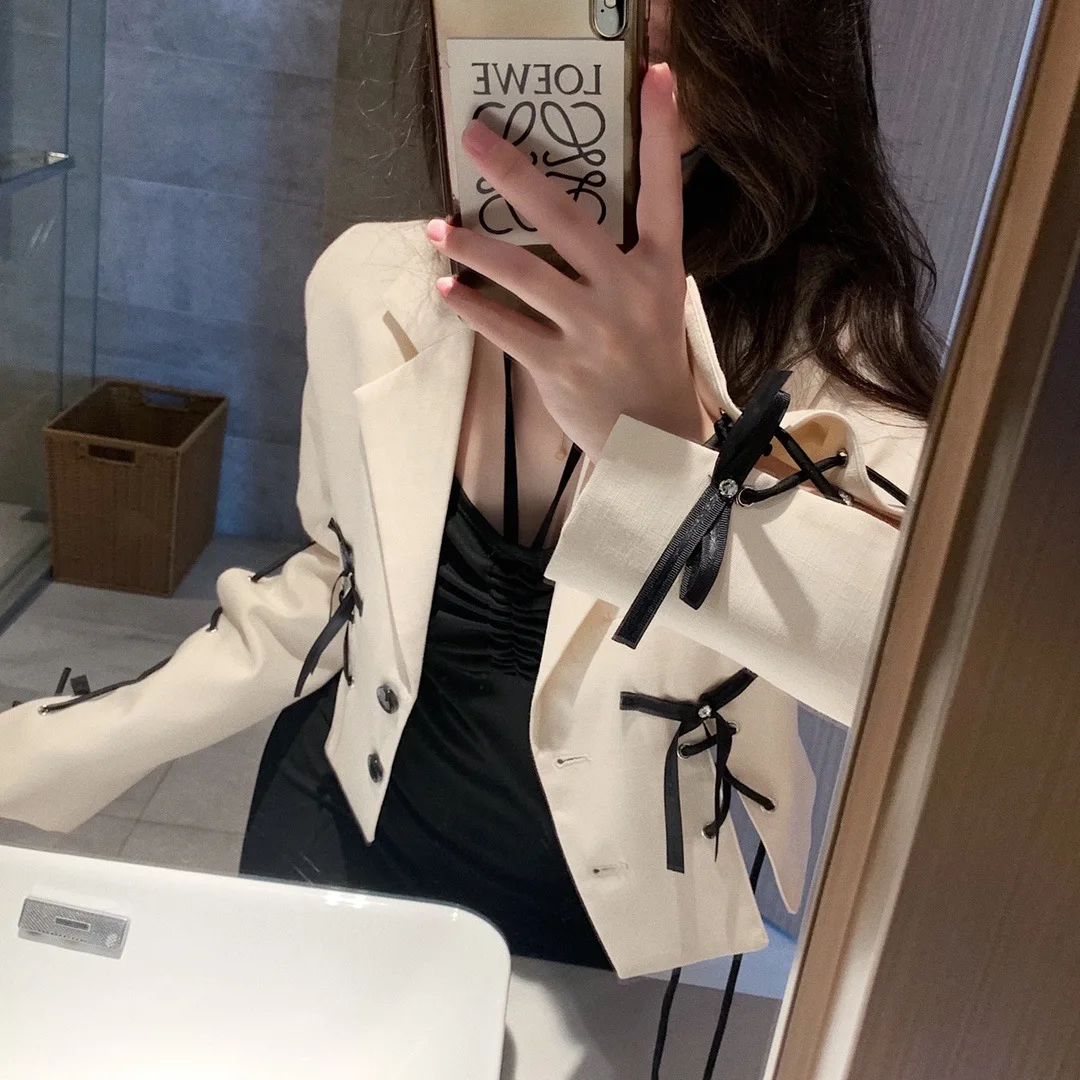 

Butterfly dream is slim! Cotton hemp single layer suit women's top sunscreen Blazer women's summer thin