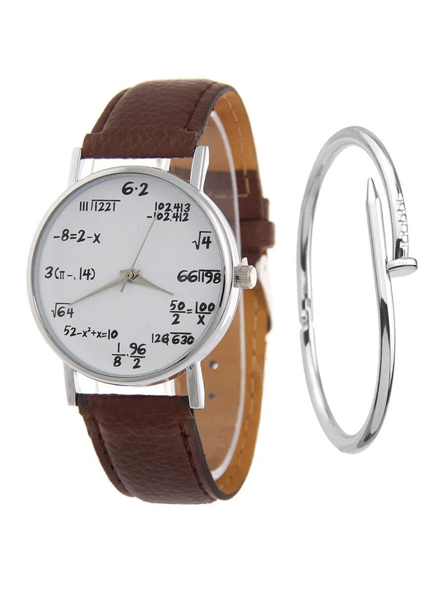 Ladies Watch Fashion Math Function Pattern Leather Band Alloy Analog Quartz Vogue women watches luxury bracelet watch